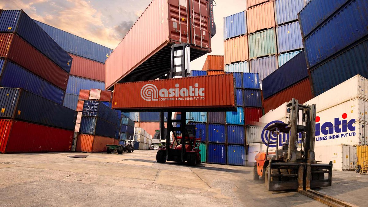 Container handlers working the evening yard